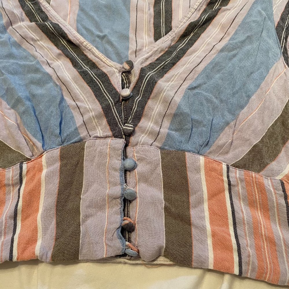 Angie Button Front Striped Blouse - Picture 2 of 4